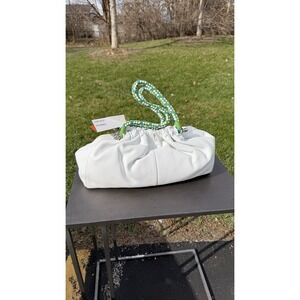 Elliott Lucca Dora White Leather Drawstring Tote Bag New With Dust Bag